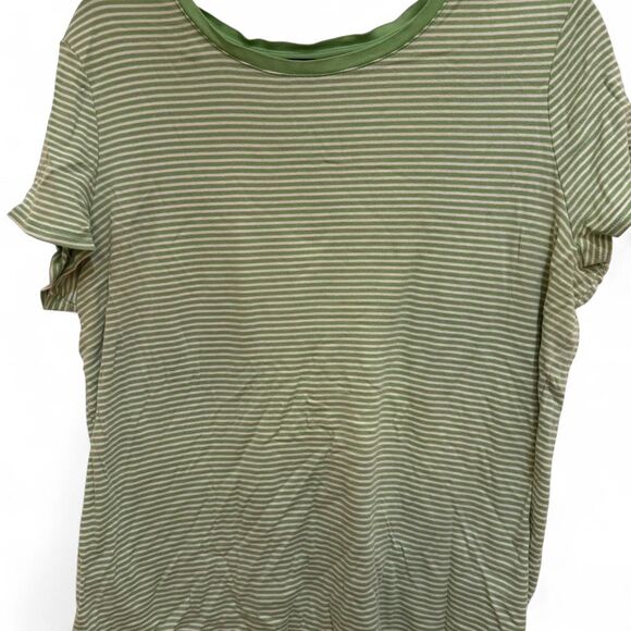 Faded Glory Women's Green Cotton Striped T-Shirt Sz 2X - Picture 1 of 4